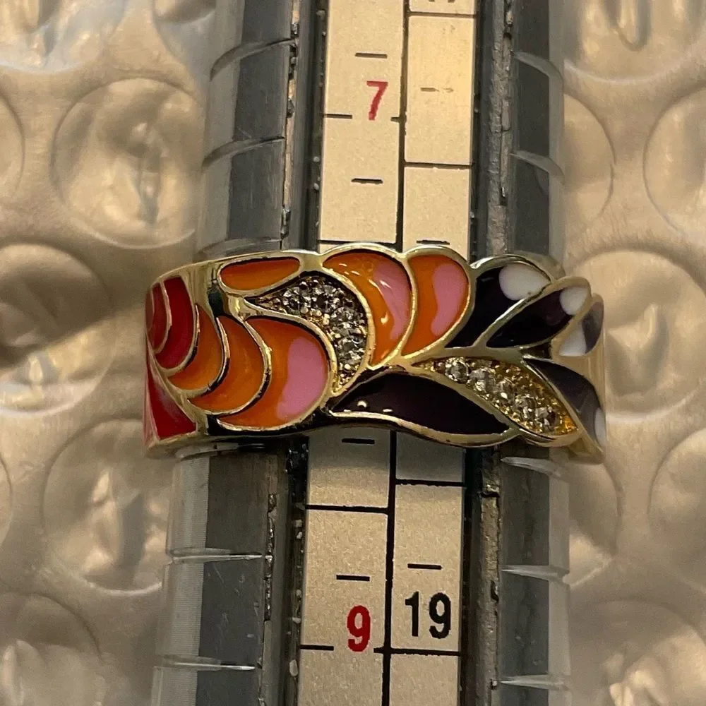 COPY - ENAMEL ABSTRACT ADJUSTABLE RING‎